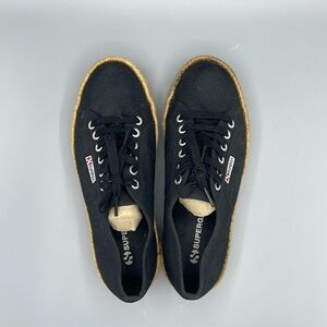 SUPERGA Sz US 7/EU 39.5  Black Canvas Platform Espadrille/Sneakers
